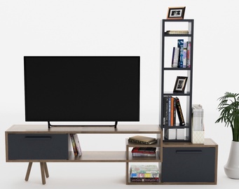 TV staliukas Kalune Design Lagomood Manzara, riešuto/antracito, 167 cm x 29.8 cm x 135 cm