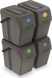 Atkritumu šķirošanas sistēma Prosperplast Sortibox, 4 x 25 l l, pelēka