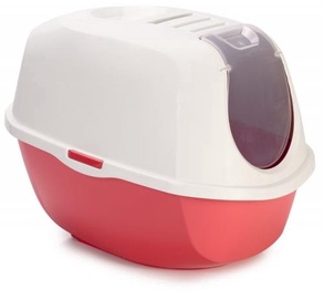 Закрытый кошачий туалет Karlie Smart Cat 522705, белый/алый, закрытый, 52 см x 39 см x 41 см
