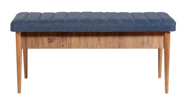 Batų suoliukas Kalune Design Vina 1048-1, pušies/tamsiai mėlyna, 110 cm x 40 cm x 51 cm