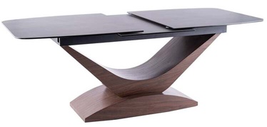 Pusdienu galds izvelkams Modern Dolce Ceramic, pelēka/valriekstu, 180 - 240 cm x 95 cm x 76 cm