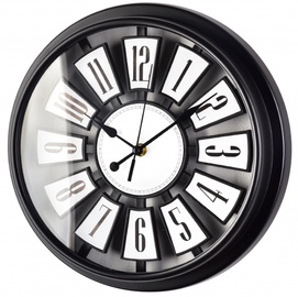 Настенные кварцевые часы Mondex Round, черный, пластик, 30 см x 30 см, 30 см