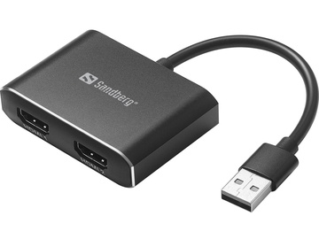 Adapter Sandberg USB - 2 x HDMI USB male, 2 x HDMI Female, must