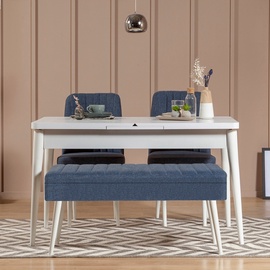 Ēdamistabas komplekts Kalune Design Vina 1048 - 3, balts/tumši zila