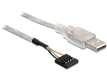 Kaabel Delock 5pin - USB 2.0 83078, valge, 0.7 m