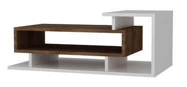Kafijas galdiņš Kalune Design Spring, balta/valriekstu, 900 mm x 500 mm x 248 mm