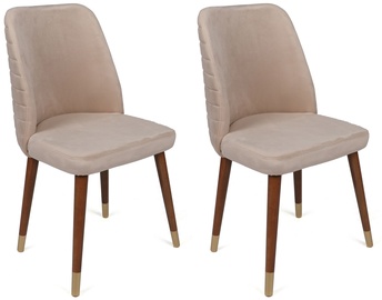 Ēdamistabas krēsls Kalune Design Hugo 387 V2 974NMB1674, matēts, zelta/tumši brūna/krēmkrāsa, 49 cm x 50 cm x 90 cm, 2 gab.