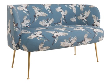 Dīvāns Cloe Cranes 0260-007-80/P2, zila/balta, 126 x 70 cm x 77 cm