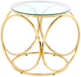Kafijas galdiņš Kayoom Whitney 225, caurspīdīga/zelta, 50 cm x 50 cm x 52 cm