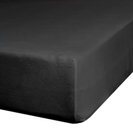 Palags Jersey D91, melna, 90 x 200 cm, ar gumiju