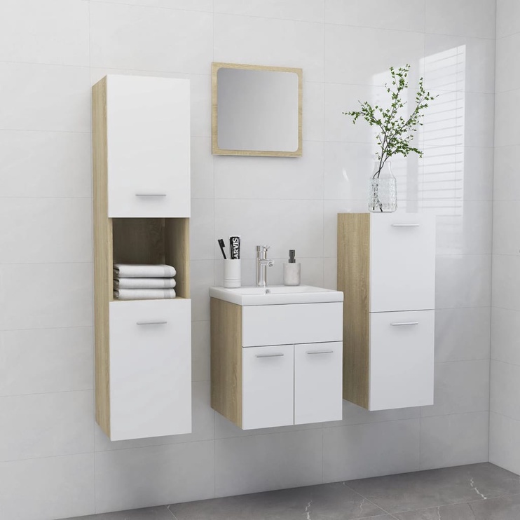 Комплект мебели для ванной VLX 3070906, белый/дубовый, 38.5 x 41 см x 46 см