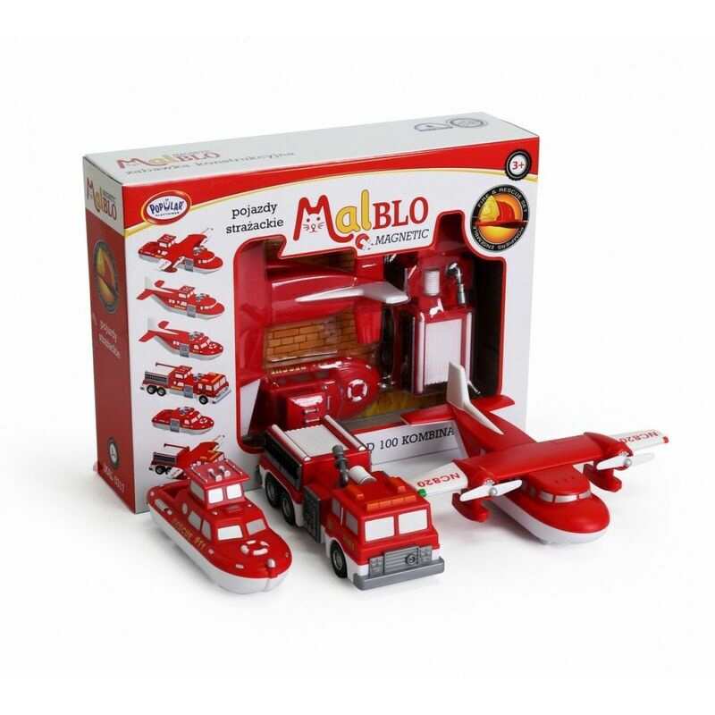 Transporta rotaļlietu komplekts Malik MalBlo Magnetic Fire Vehicles 9839363, sarkana