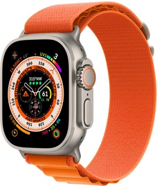 Nutikell Apple Watch Ultra GPS + Cellular 49mm Titanium Case with Orange Alpine Loop - Small, titaan