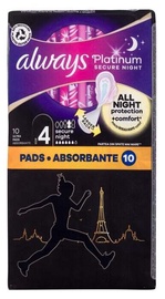 Higiēniskās paketes Always Platinum Secure Night, Ultra, 10 gab.