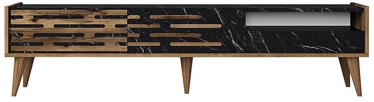 TV-laud Kalune Design Valensiya, must/pähklipuu/marmor, 180 cm x 45 cm x 35 cm