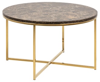 Kafijas galdiņš Actona Alisma 82640, brūna/zelta, 800 mm x 800 mm x 460 mm