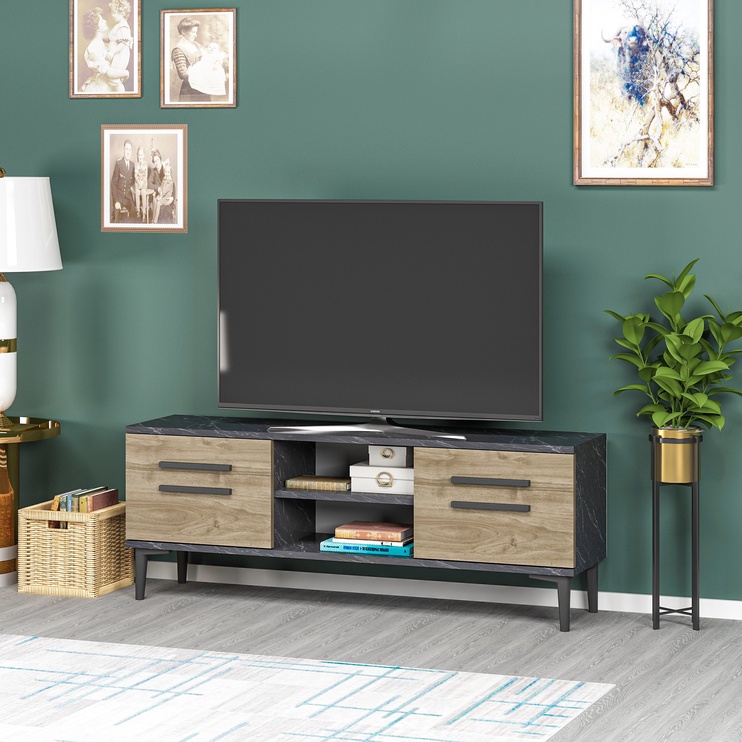 TV-laud Kalune Design View, must/pähklipuu, 29.6 cm x 120 cm x 48.2 cm