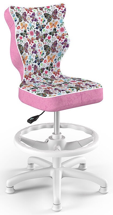 Bērnu krēsls ar riteņiem Petit HC+F, balta/rozā/daudzkrāsaina, 30 cm x 89.5 cm