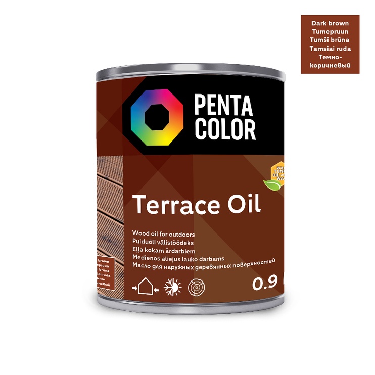 Масло для террас Pentacolor Terrace Oil, темно коричневый, 0.9 l