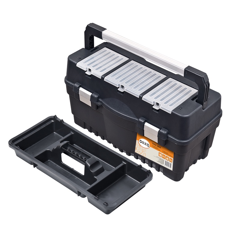 Ящик для инструментов Okko, 59.5 см x 28.9 см x 32.8 см, черный/серый
