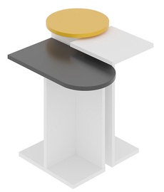 Журнальный столик Kalune Design Mund, белый/желтый/антрацитовый, 130 мм x 510 мм x 460 мм