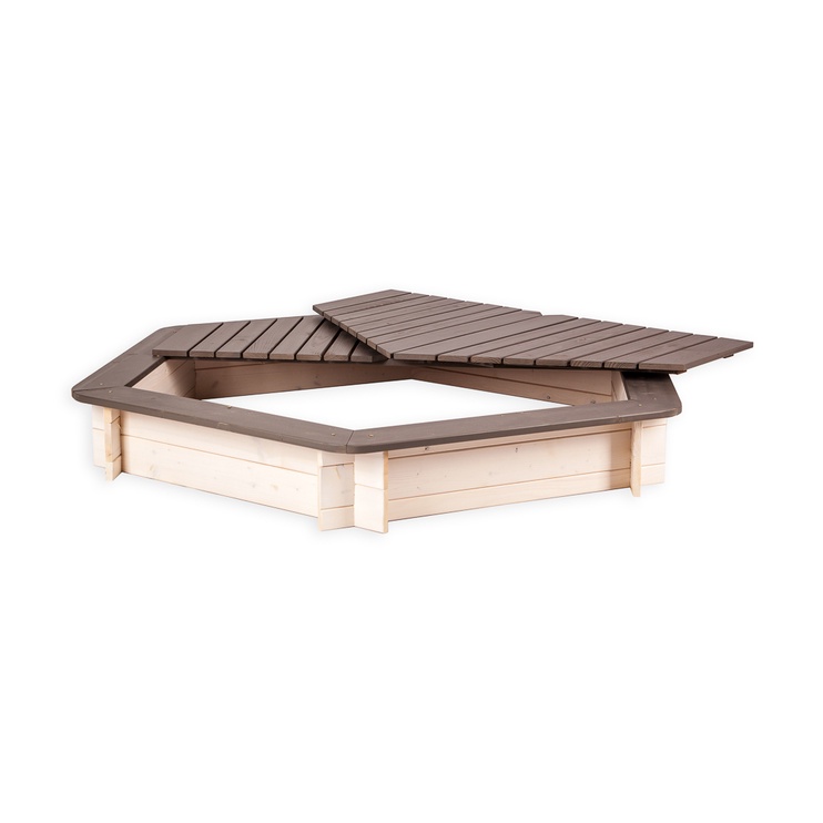 Песочница Folkland Timber, 130 x 130 см, с крышкой, коричневый/белый