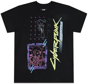 T-krekls, vīriešu Edgerunners Lucy Neon Out, melna/daudzkrāsaina, M