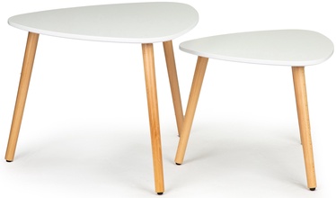 Журнальный столик ModernHome CT-006, белый/дерево, 60 см x 60 см x 47.5 см