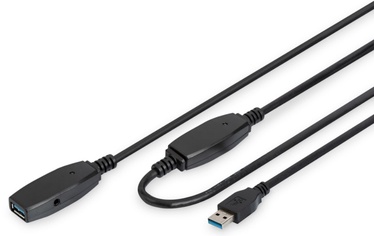 Kabelis Digitus USB male - USB female USB male, USB female, 20 m, juoda
