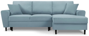 Stūra dīvāns Micadoni Home Moghan Corduroy 4 Seats, gaiši zila, labais, 241 x 145 cm x 88 cm