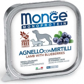 Mitrā barība (konservi) suņiem Monge Monoprotein Lamb/Blueberries, jēra gaļa, 0.15 kg