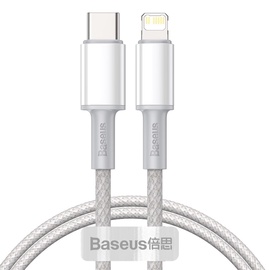 Провод Baseus, Apple Lightning/USB-C, 1 м, белый, 20 Вт