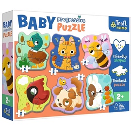 Puzle Trefl Baby Progressive Puzzle Animals 44003, daudzkrāsaina
