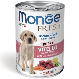 Mitrā barība (konservi) suņiem Monge Fresh Puppy, dārzeņi/teļa gaļa, 0.4 kg