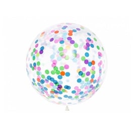 Воздушный шар круглый PartyDeco Confetti, прозрачный/многоцветный