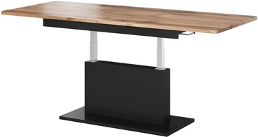 Журнальный столик, черный/дубовый, 126 - 167 см x 70 см x 56 - 74 см