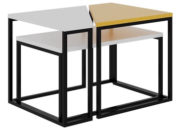 Журнальный столик Kalune Design Set Oh Lady, белый/желтый, 45 см x 60 см x 42 см