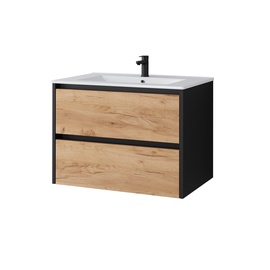 Шкаф для ванной Domoletti, черный/дубовый, 45.5 см x 69 см x 50 см