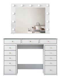 Kosmetinis staliukas Kalune Design BJ118 - 2789, baltas, 44.5 cm x 120 cm x 79.8 cm, su veidrodžiu