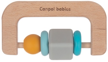 Zobu riņķis Canpol Wooden-Silicone Teether 80/301, zila/brūna/oranža/pelēka