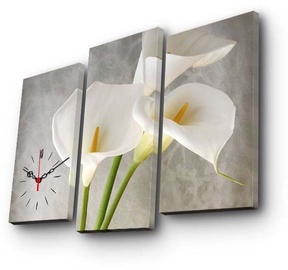 Pulkstenis - bilde Wallity Canvas 3PATCS-18, balta/pelēka/bēša, koks/kanva, 39 cm x 20 cm