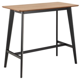 Bāra galds Roxby, melna/ozola, 120 cm x 60 cm x 105 cm