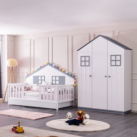 Guļamistabas mēbeļu komplekts Kalune Design Fethýye G-Myy-3Kd, bērnistabu, balta/pelēka
