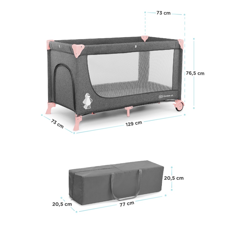 Kelioninė lovytė KinderKraft Joy, rožinė