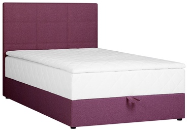Gulta Home4you Levi, 120 x 200 cm, violeta, ar matraci, ar režģi