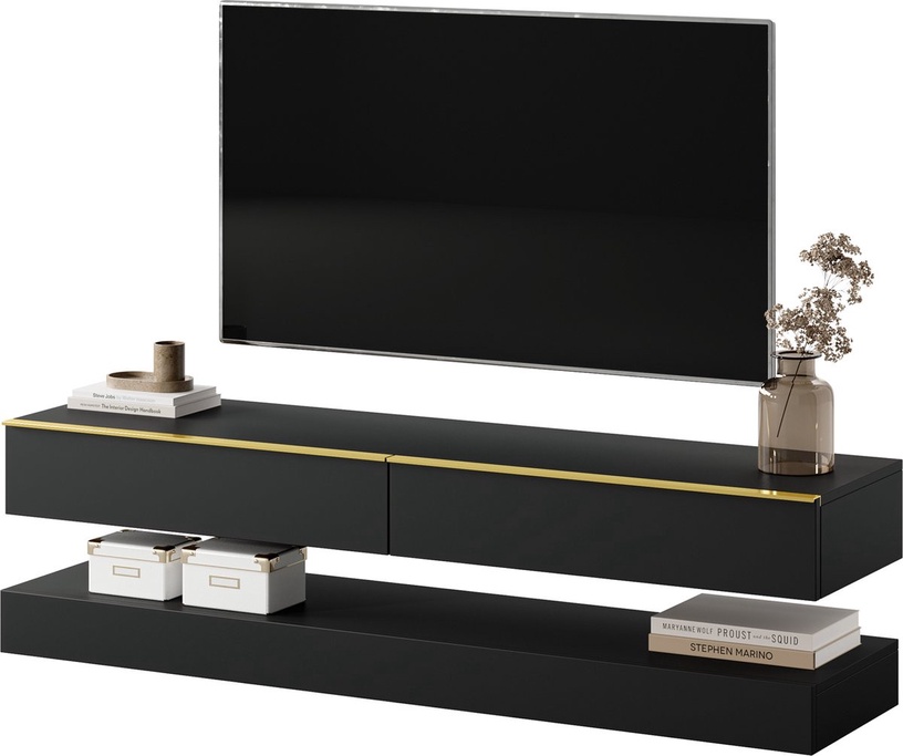 TV-laud Hylia, must, 34 cm x 140 cm x 45 cm