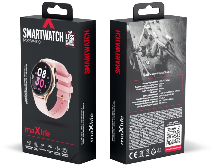 Умные часы Maxlife MXSW-100, розовый