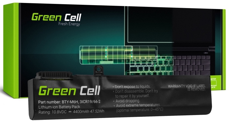 Sülearvutiaku Green Cell MS16, 4.4 Ah, Li-Ion