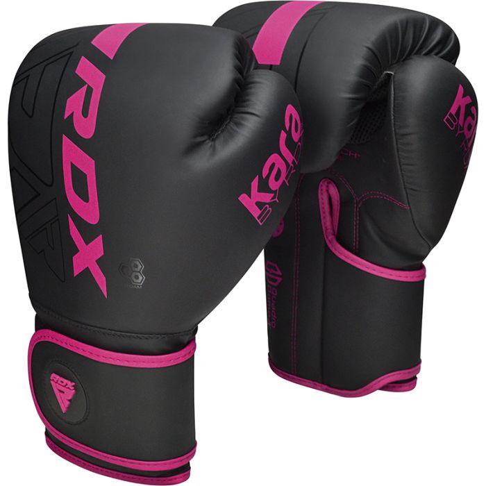 Боксерские перчатки RDX F6 Matte BGR-F6MP-12OZ, черный/розовый, 12 oz