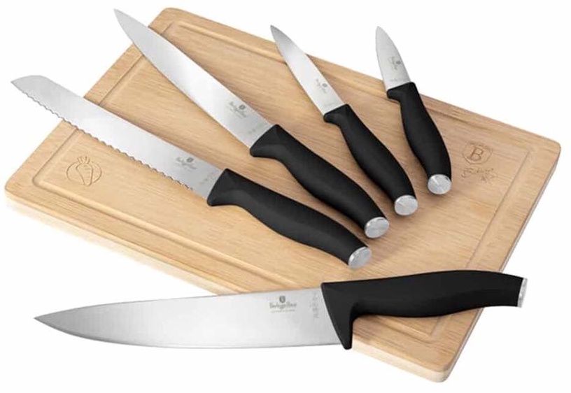 Kööginoa komplekt Berlinger Haus Matte Black, roostevaba teras/bambus, 6 tk